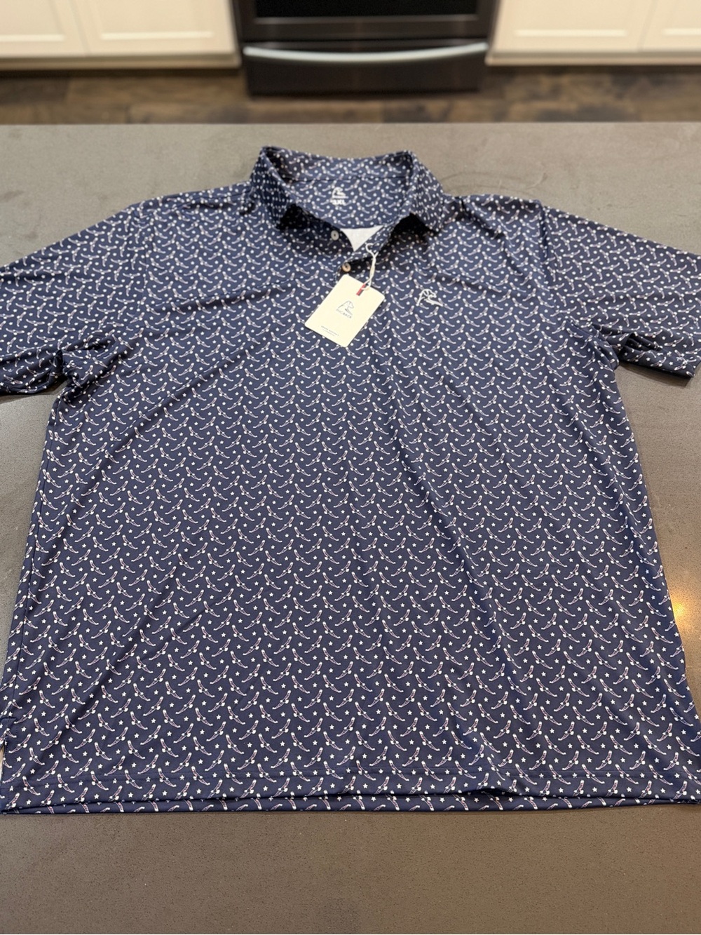 NWT Rhoback The Bald Eagle Performance Polo Men’s 3XL Admiral Navy USA Golf